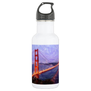 Golden Gate Bridge -- mixed media painting Water Bottle