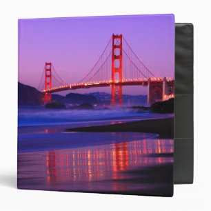 Golden Gate Bridge on Baker Beach at Sundown 3 Ring Binder