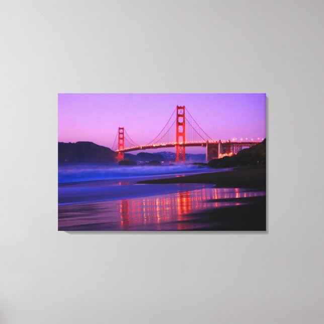 Golden Gate Bridge on Baker Beach at Sundown Canvas Print (Front)