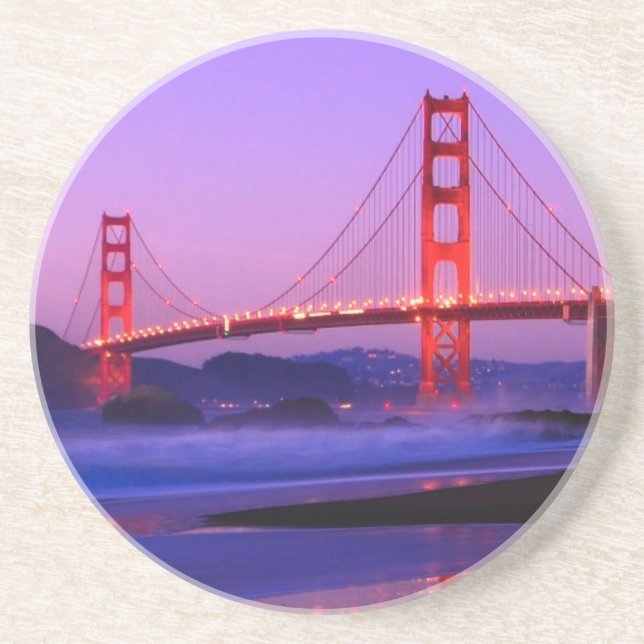 Golden Gate Bridge on Baker Beach at Sundown Coaster (Front)