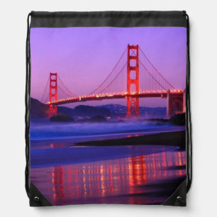 Golden Gate Bridge on Baker Beach at Sundown Drawstring Bag