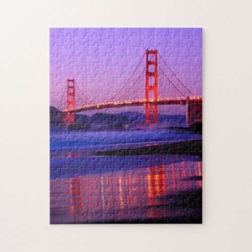 Golden Gate Bridge on Baker Beach at Sundown Jigsaw Puzzle