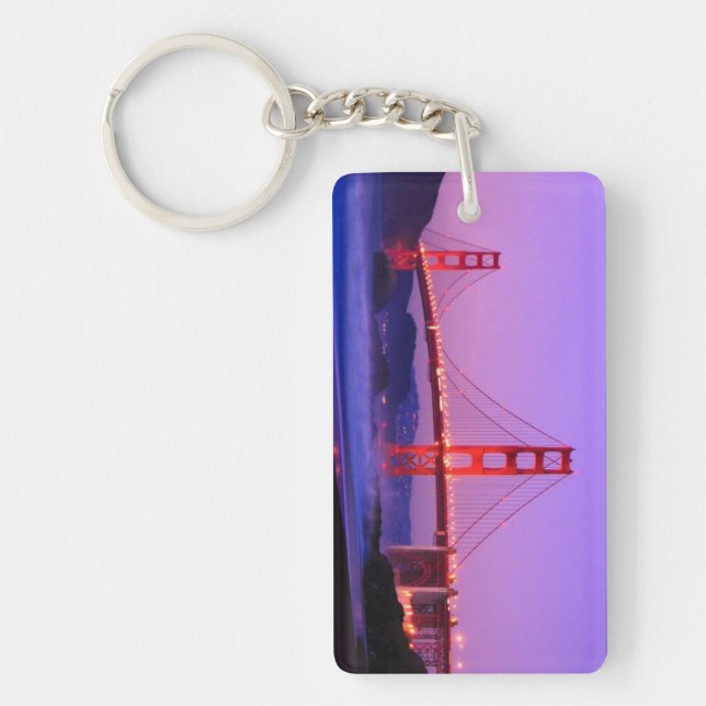 Golden Gate Bridge on Baker Beach at Sundown Keychain (Front)