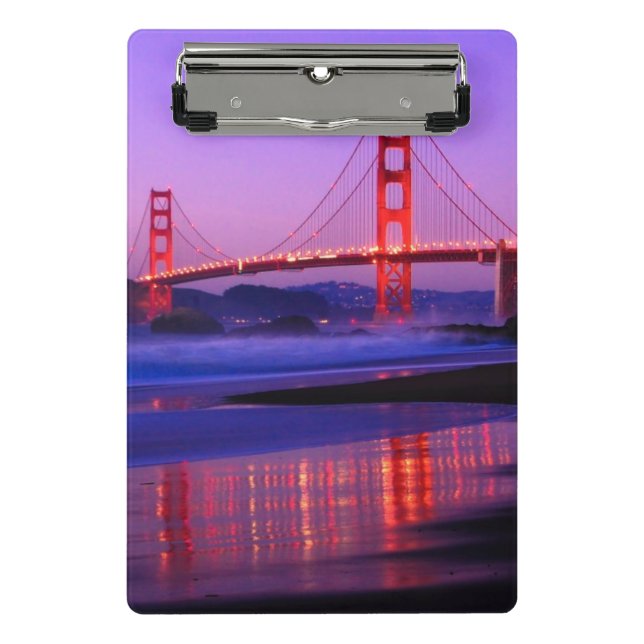 Golden Gate Bridge on Baker Beach at Sundown Mini Clipboard (Front)