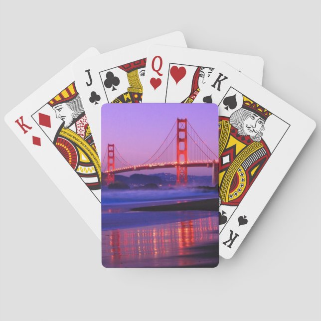 Golden Gate Bridge on Baker Beach at Sundown Poker Cards (Back)