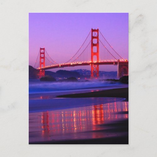Golden Gate Bridge on Baker Beach at Sundown Postcard