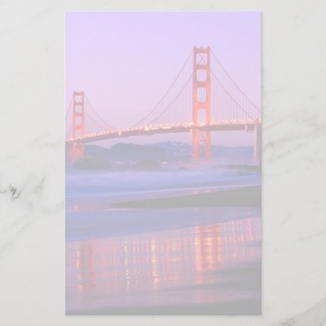 Golden Gate Bridge on Baker Beach at Sundown Stationery (Front)