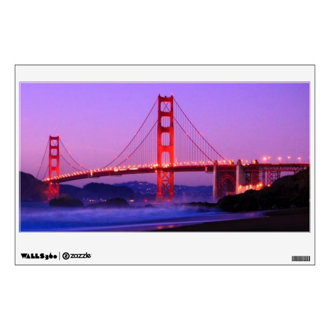 Golden Gate Bridge on Baker Beach at Sundown Wall Decal (Front)
