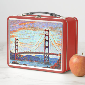 Golden Gate Bridge painting Metal Lunch Box