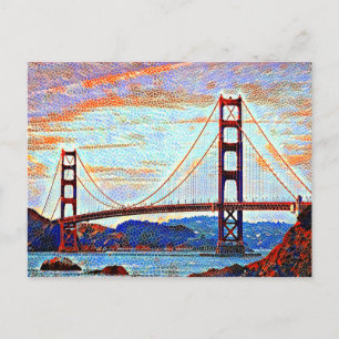Golden Gate Bridge painting Postcard