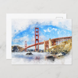 Golden Gate Bridge pastel in San Francisco Postcard