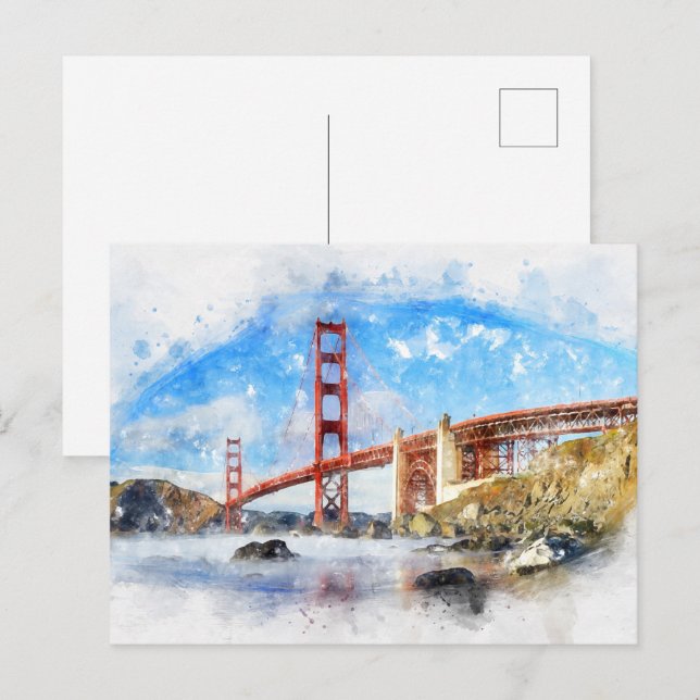 Golden Gate Bridge pastel in San Francisco Postcard (Front/Back)