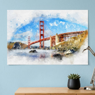 Golden Gate Bridge Pastel in San Francisco Poster