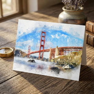 Golden Gate Bridge Pastel in San Francisco Thank You Card