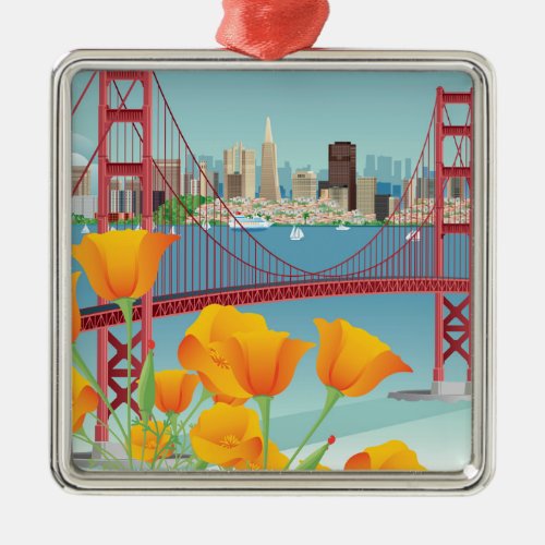 Golden Gate Bridge  San Francisco CA Metal Ornament