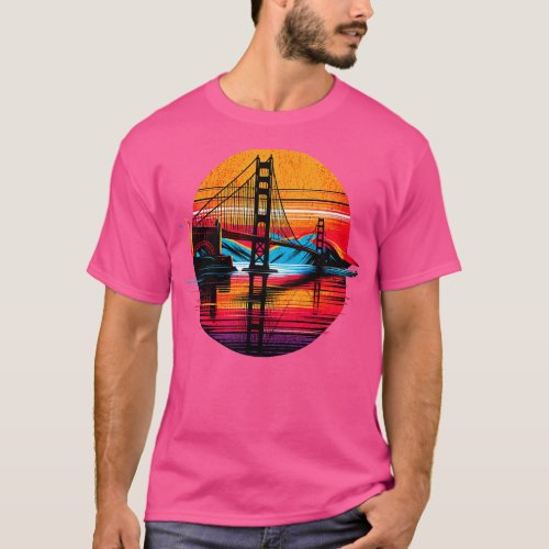 Golden Gate Bridge San Francisco Circle Design T_Shirt