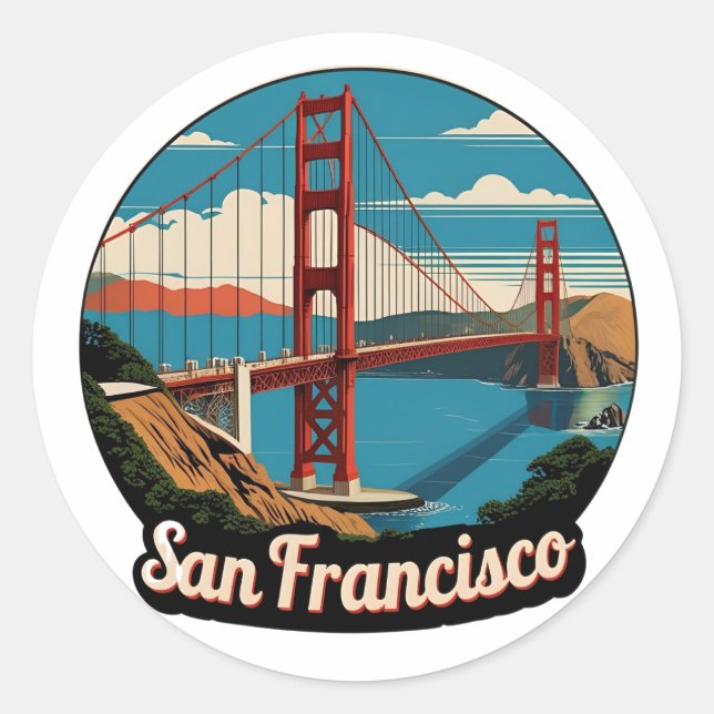 Golden Gate Bridge San Francisco Classic Round Sticker (Front)