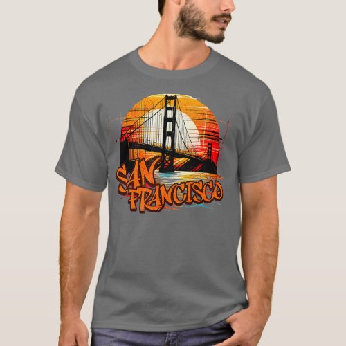 Golden Gate Bridge San Francisco Graffiti Design T_Shirt