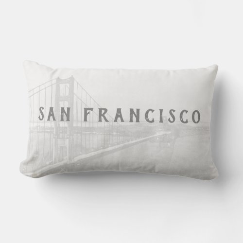 Golden Gate Bridge  San Francisco  Gray Outdoor Lumbar Pillow