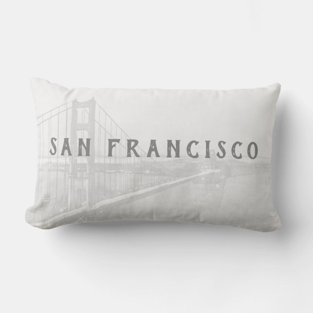 Golden Gate Bridge | San Francisco | Gray Outdoor Lumbar Pillow (Front)