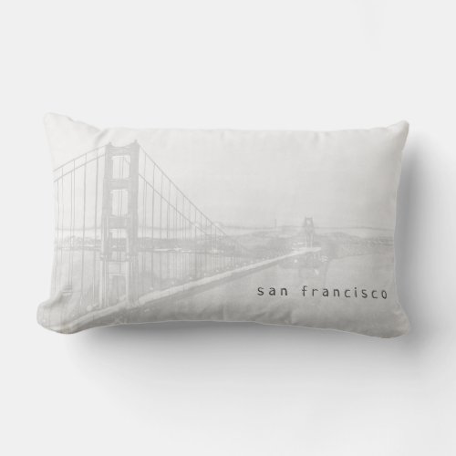 Golden Gate Bridge  San Francisco  Light Gray Lumbar Pillow