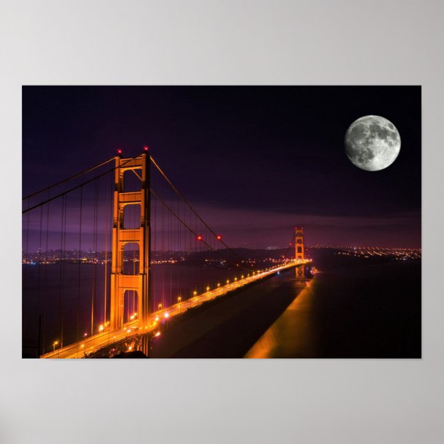 Golden Gate Bridge San Francisco Night Scenery Poster (Front)