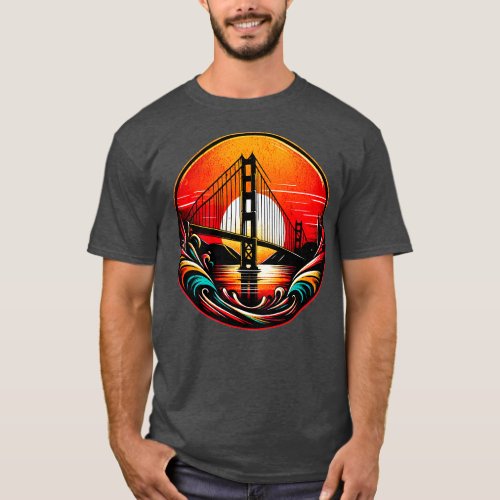 Golden Gate Bridge San Francisco Retro Design T_Shirt