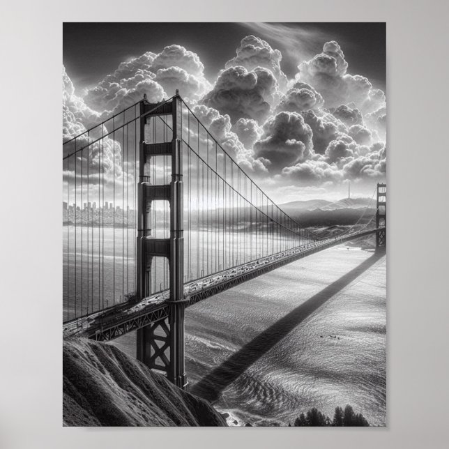 Golden Gate Bridge San Francisco Travel Art Poster (Front)