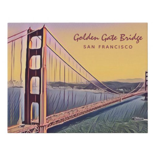 Golden Gate Bridge San Francisco Vintage Painting Faux Canvas Print