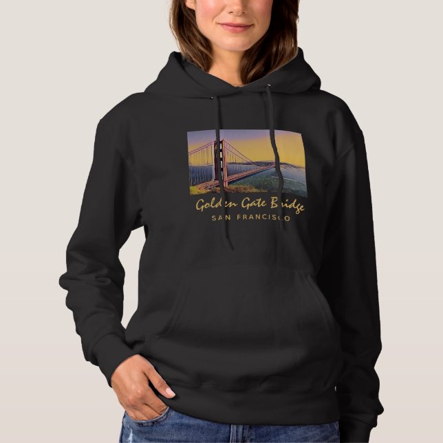 Golden Gate Bridge San Francisco Vintage Painting Hoodie (Front)