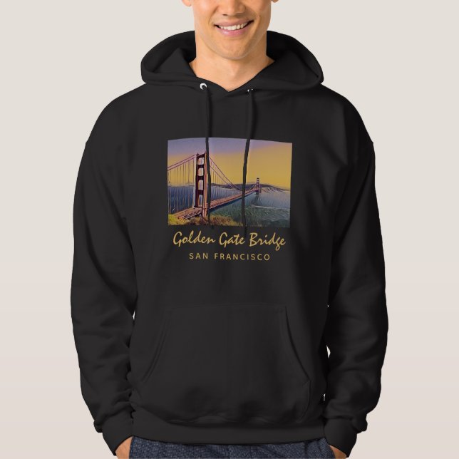Golden Gate Bridge San Francisco Vintage Painting Hoodie (Front)