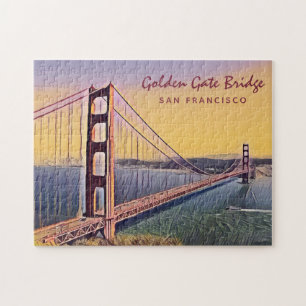 Golden Gate Bridge San Francisco Vintage Painting Jigsaw Puzzle