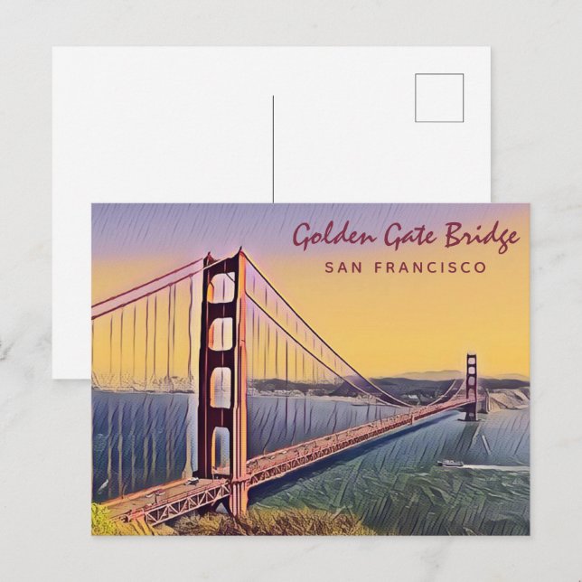 Golden Gate Bridge San Francisco Vintage Painting Postcard (Front/Back)
