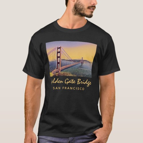 Golden Gate Bridge San Francisco Vintage Painting T_Shirt