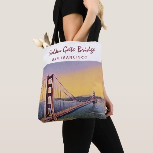 Golden Gate Bridge San Francisco Vintage Painting Tote Bag