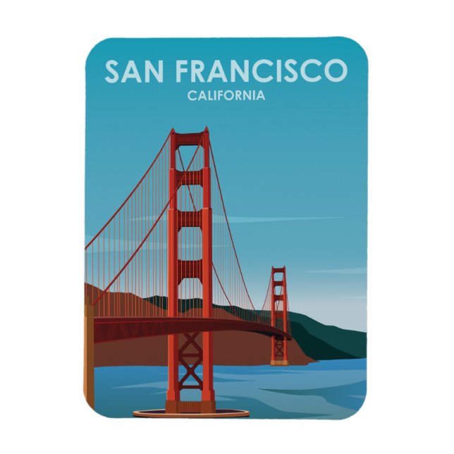 Golden Gate Bridge San Francisco Vintage Travel Magnet (Vertical)