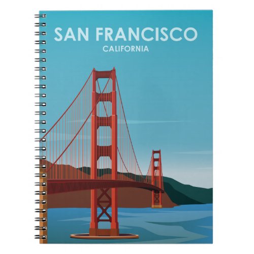 Golden Gate Bridge San Francisco Vintage Travel Notebook