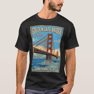 Golden Gate Bridge San Francisco Vintage Travel Po T-Shirt