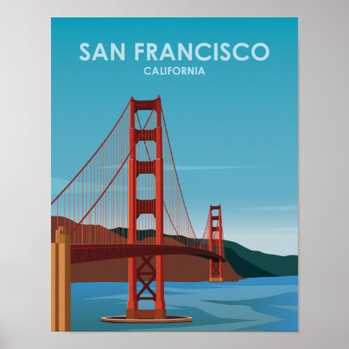 Golden Gate Bridge San Francisco Vintage Travel Poster