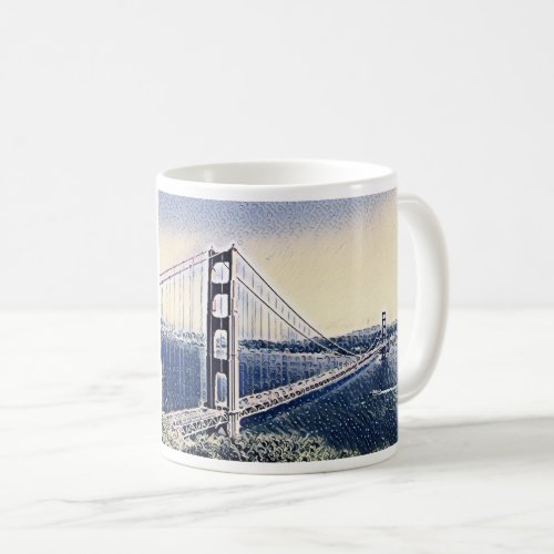 Golden Gate Bridge San Francisco Watercolor Art Coffee Mug