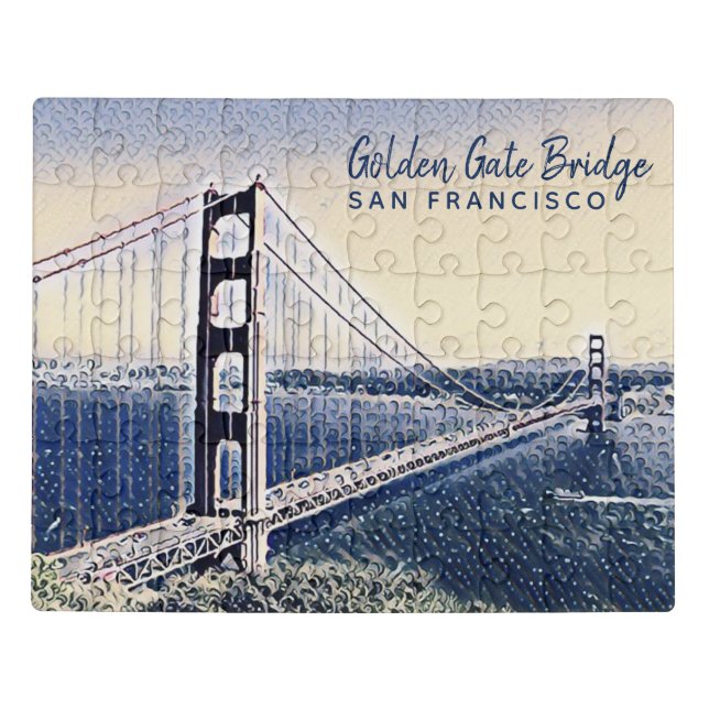Golden Gate Bridge San Francisco Watercolor Art Jigsaw Puzzle (Puzzle Horizontal)