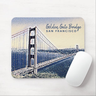 Golden Gate Bridge San Francisco Watercolor Art Mouse Pad