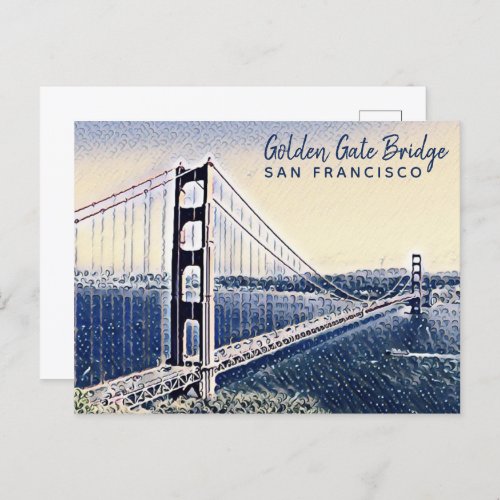 Golden Gate Bridge San Francisco Watercolor Art Postcard