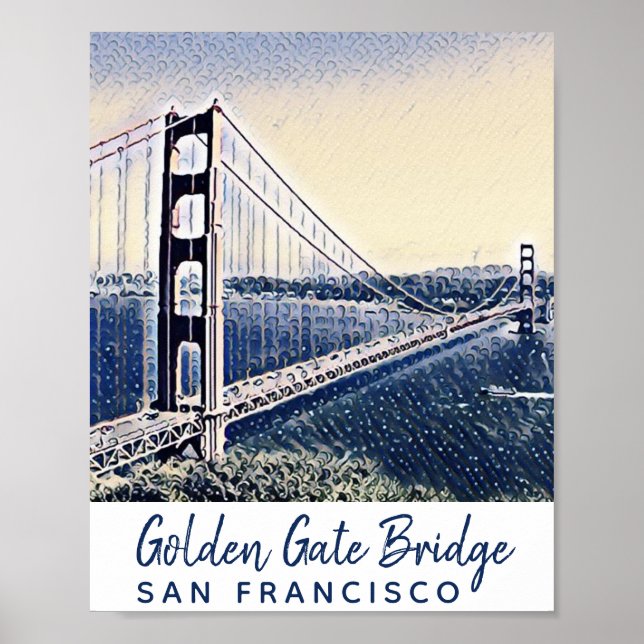 Golden Gate Bridge San Francisco Watercolor Art Poster (Front)