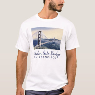 Golden Gate Bridge San Francisco Watercolor Art T-Shirt