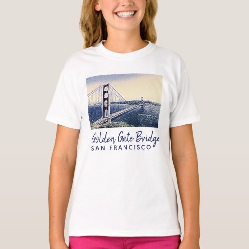 Golden Gate Bridge San Francisco Watercolor Art  T_Shirt