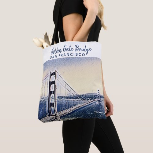 Golden Gate Bridge San Francisco Watercolor Art Tote Bag