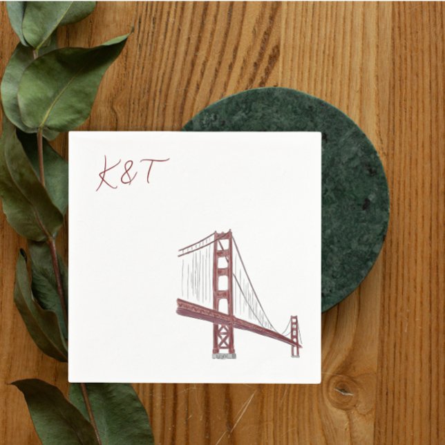 Golden Gate Bridge, San Francisco Wedding cocktail Napkins (Creator Uploaded)