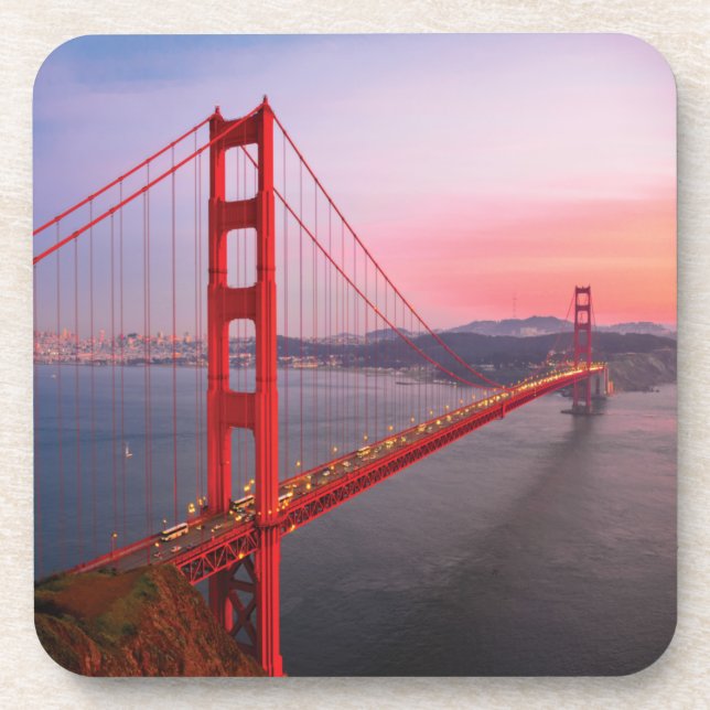Golden gate bridge throw pillow beverage coaster (Front)