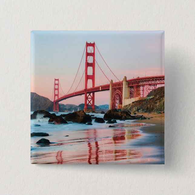 Golden gate bridge throw pillow button (Front)